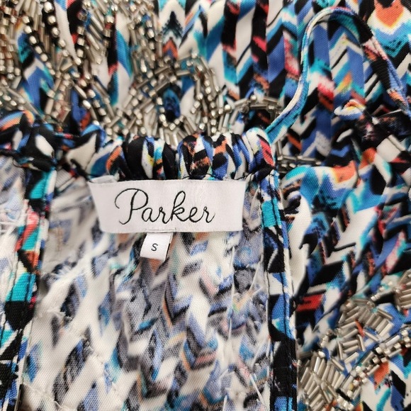PARKER Madera Paint Beaded Halter Dress Size Small‎ - Picture 11 of 12
